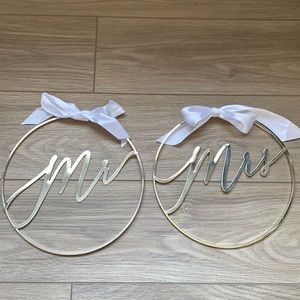 Mr. & Mrs. Gold Rings Wedding Chair Decorations